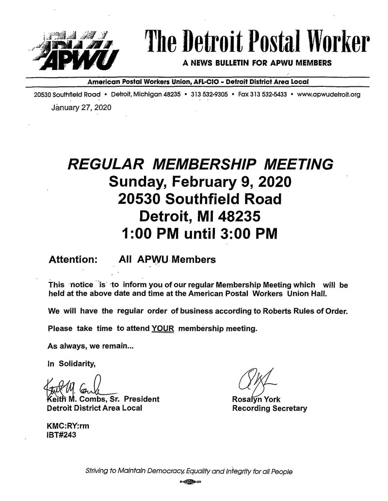 APWU Detroit District Area Local