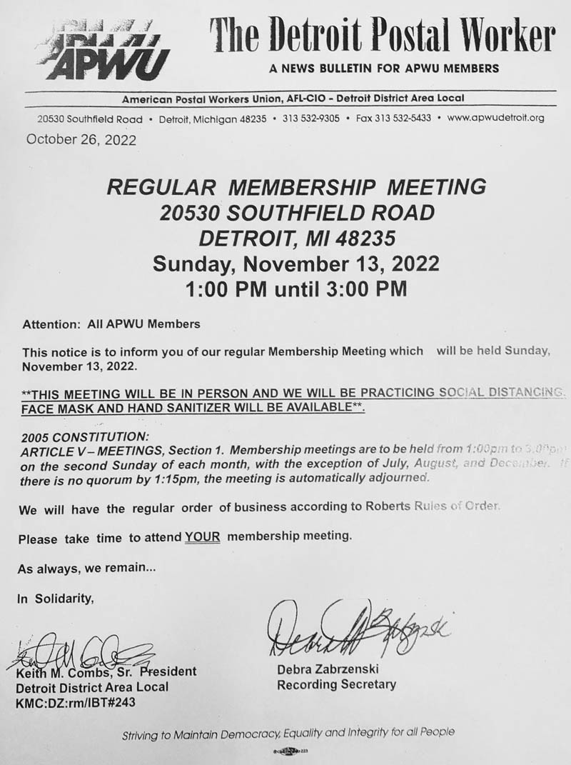 APWU Detroit District Area Local